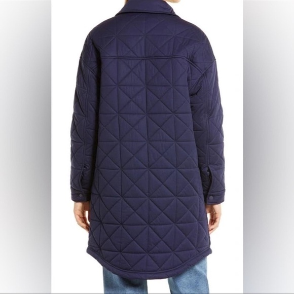 EUC - Avec Les Filles - Long Quilted Puffer Coat - Navy - size Large - Picture 3 of 7